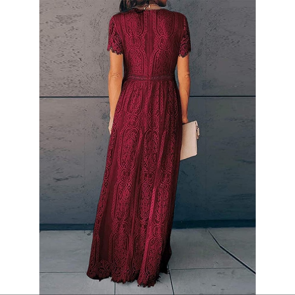 Wine Red Lace Dress